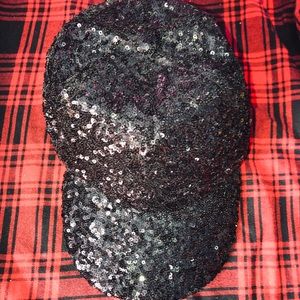 Black sequin baseball cap